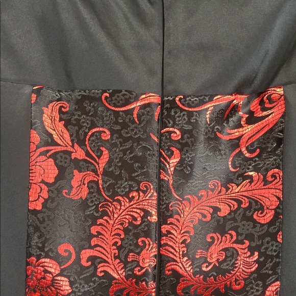 Satin red/black Asian inspired dress size M - Picture 4 of 4